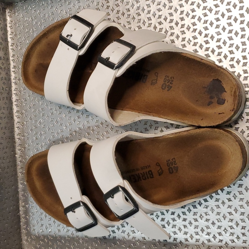 Birkenstock White Arizona Two-Strap Sandals